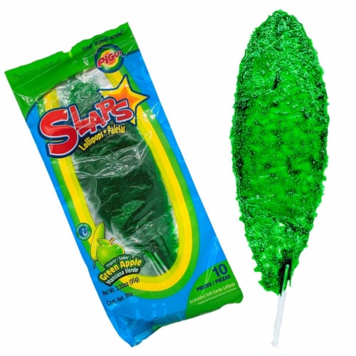 Pigui Slaps Lollipops Green Apple 10 Pieces 3.33 Oz