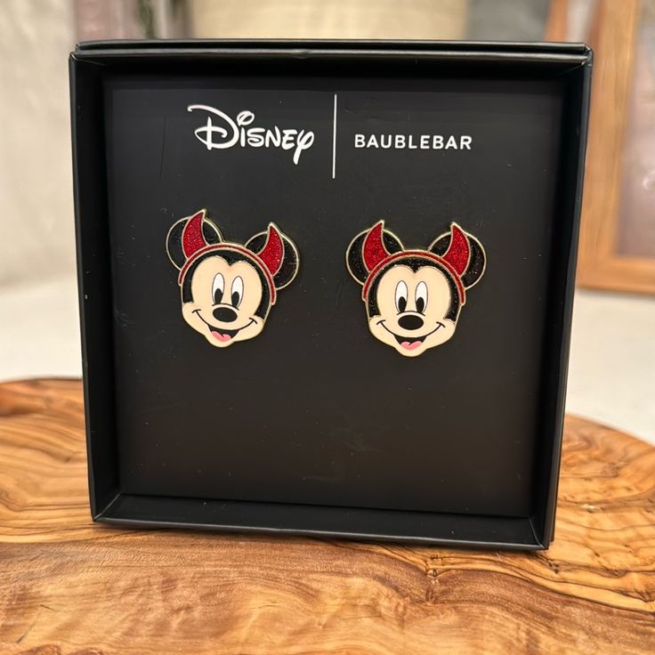 Disney X Baublebar Mickey Mouse Devil Horns Halloween Stud Earrings
