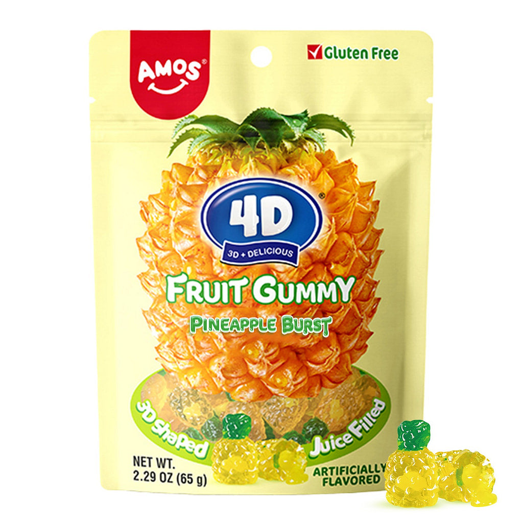 Amos 4D Fruit Gummy Pineapple Burst 2.29 Oz