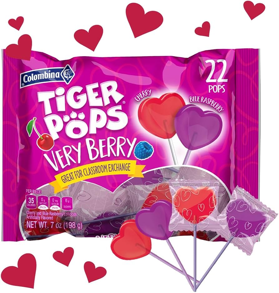 Colombina Tiger Pops Very Berry 22 Pops 7 Oz