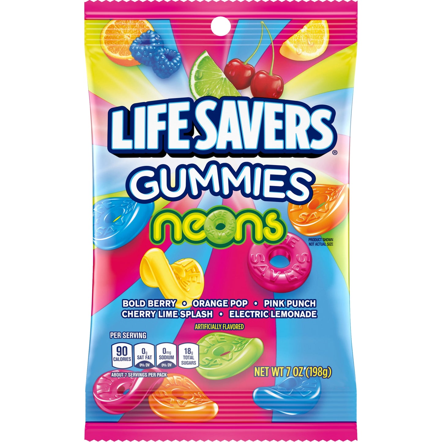 Life Savers Neons Gummies Candy Bag, 7 Oz