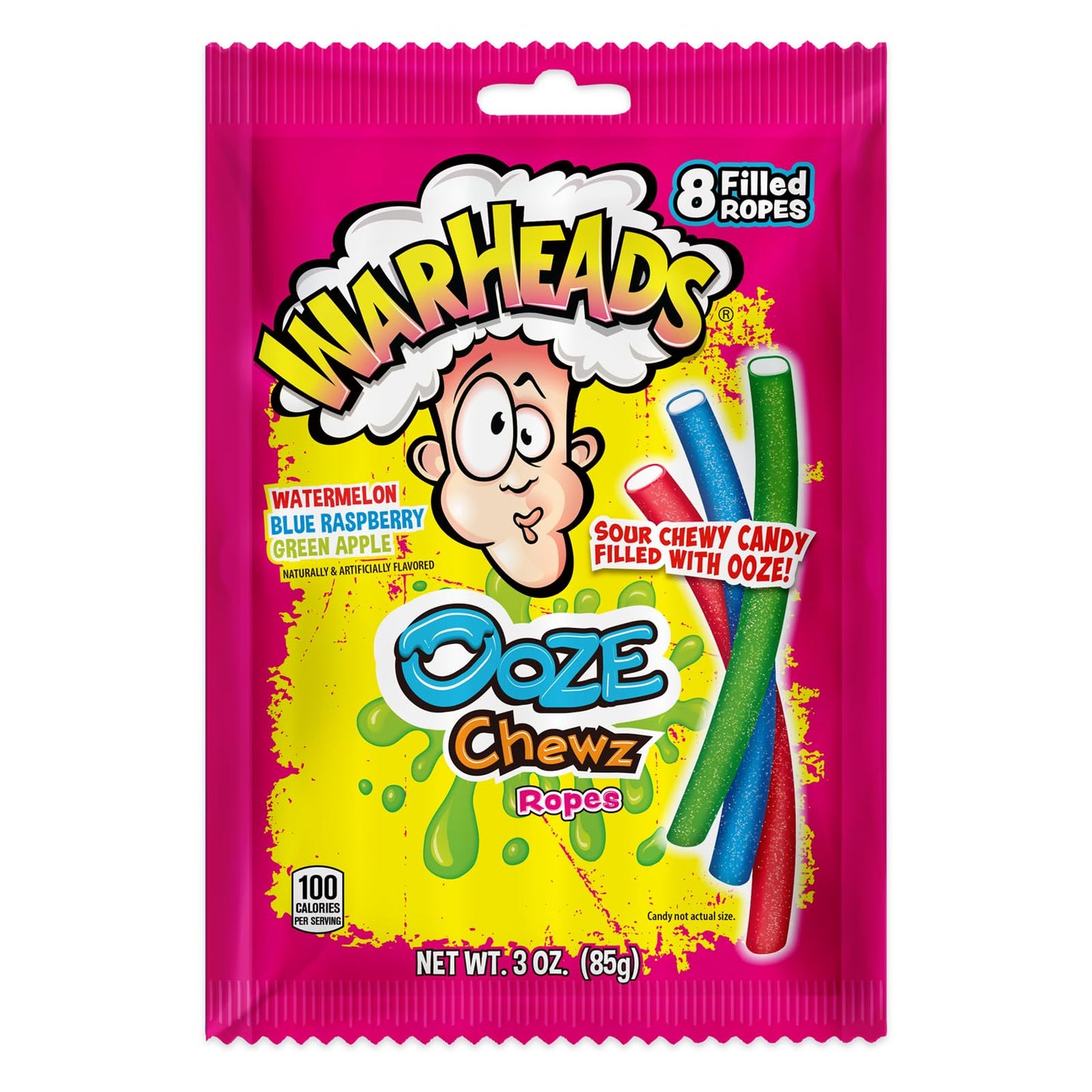 Warheads Ooze Chewz Ropes 8 Filled Ropes 3 Oz