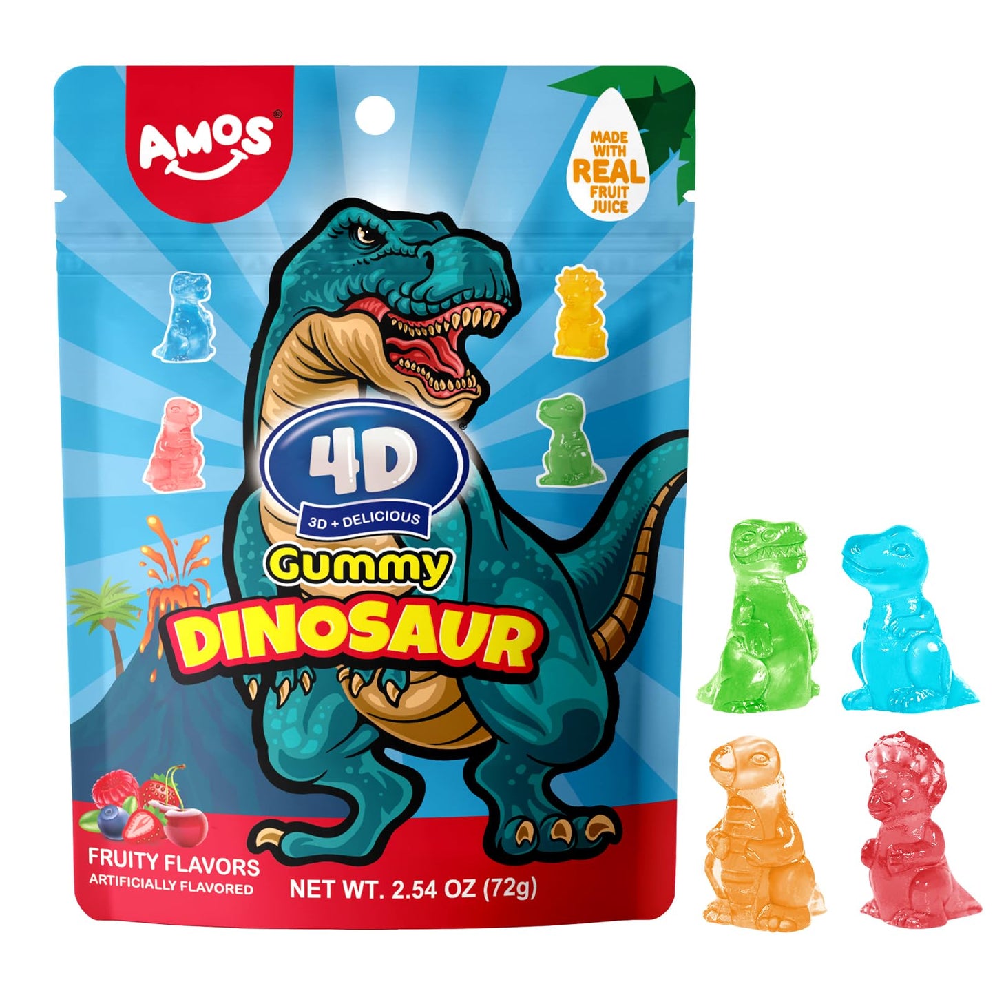 Amos 4D Gummy Dinasaur 3.53 Oz