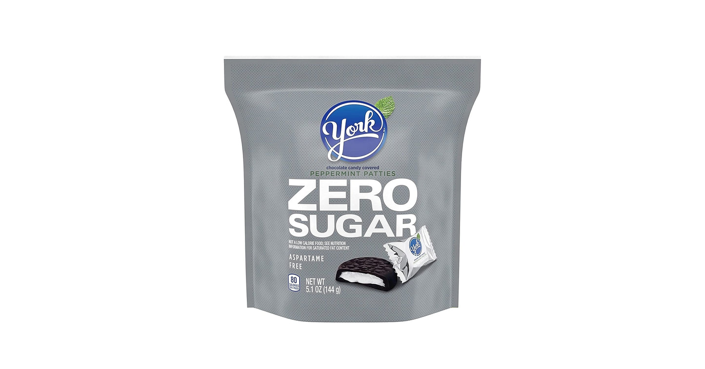 York Dark Chocolate Peppermint Patties Zero Sugar 5.1 Oz