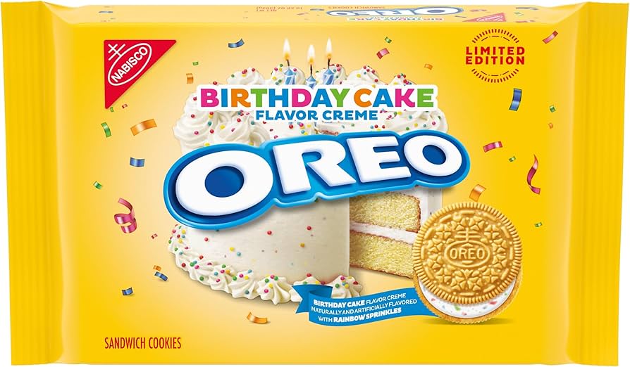 Oreo Birthday Cake Flavor Creme Limiited Edition 10.68 Oz