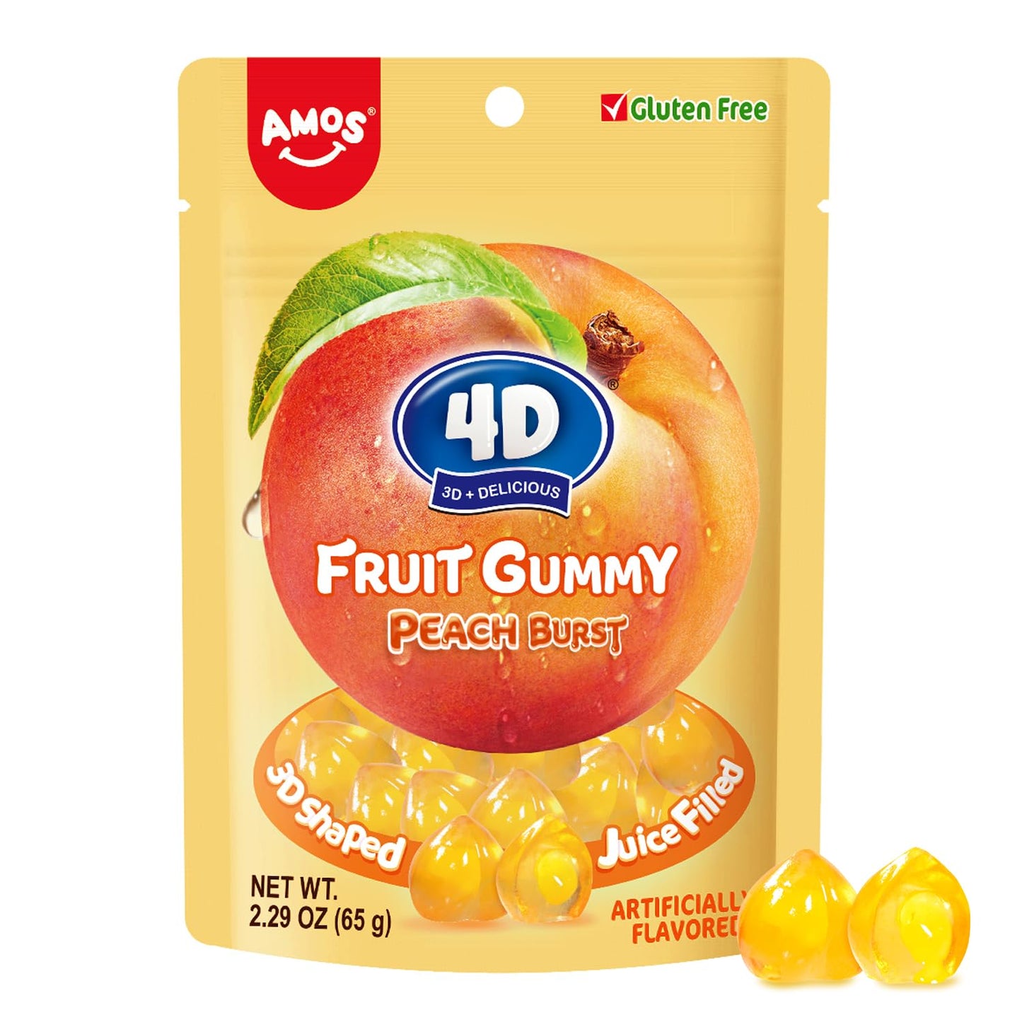 Amos 4D Fruit Gummy Burst Peach 2.29 Oz