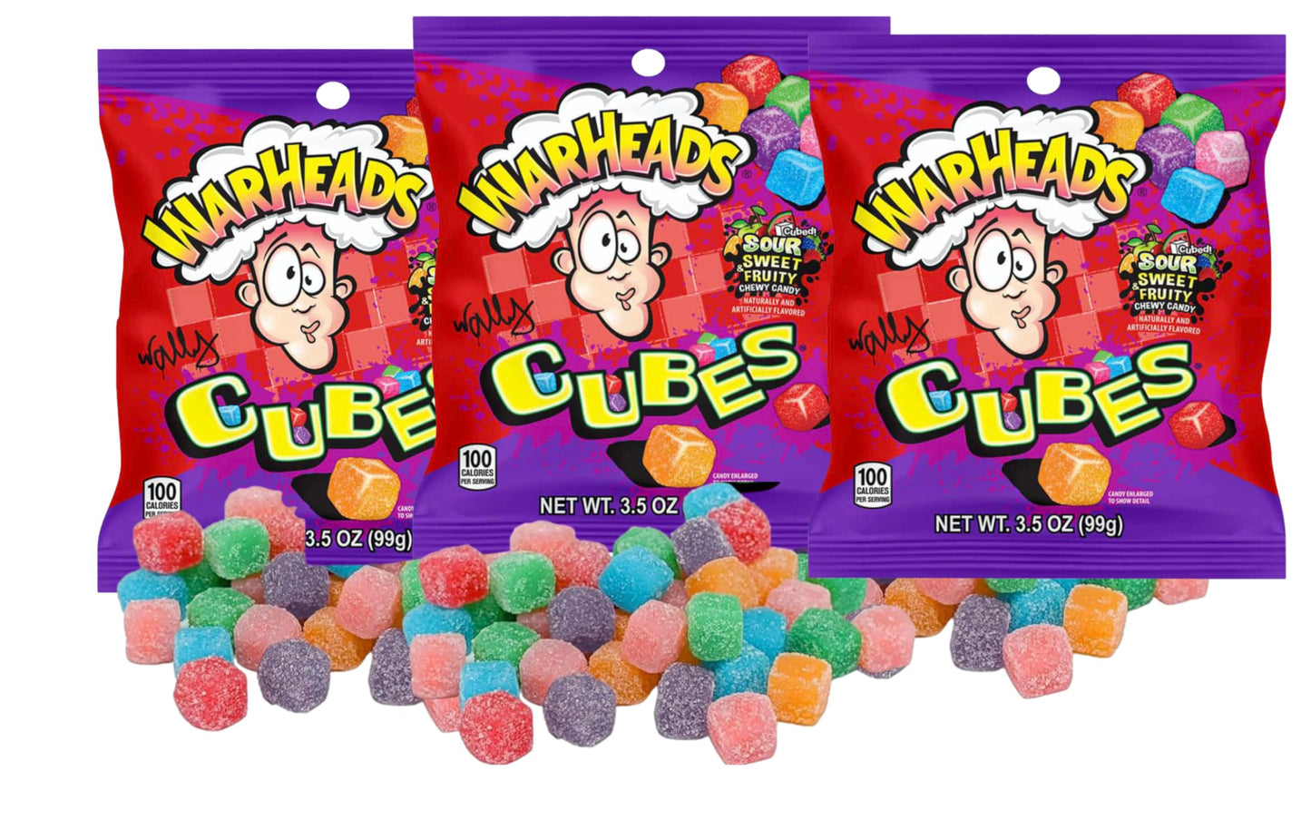 Warheads Cubes Sour & Sweet Fruity Chewy Candy 3.5 Oz