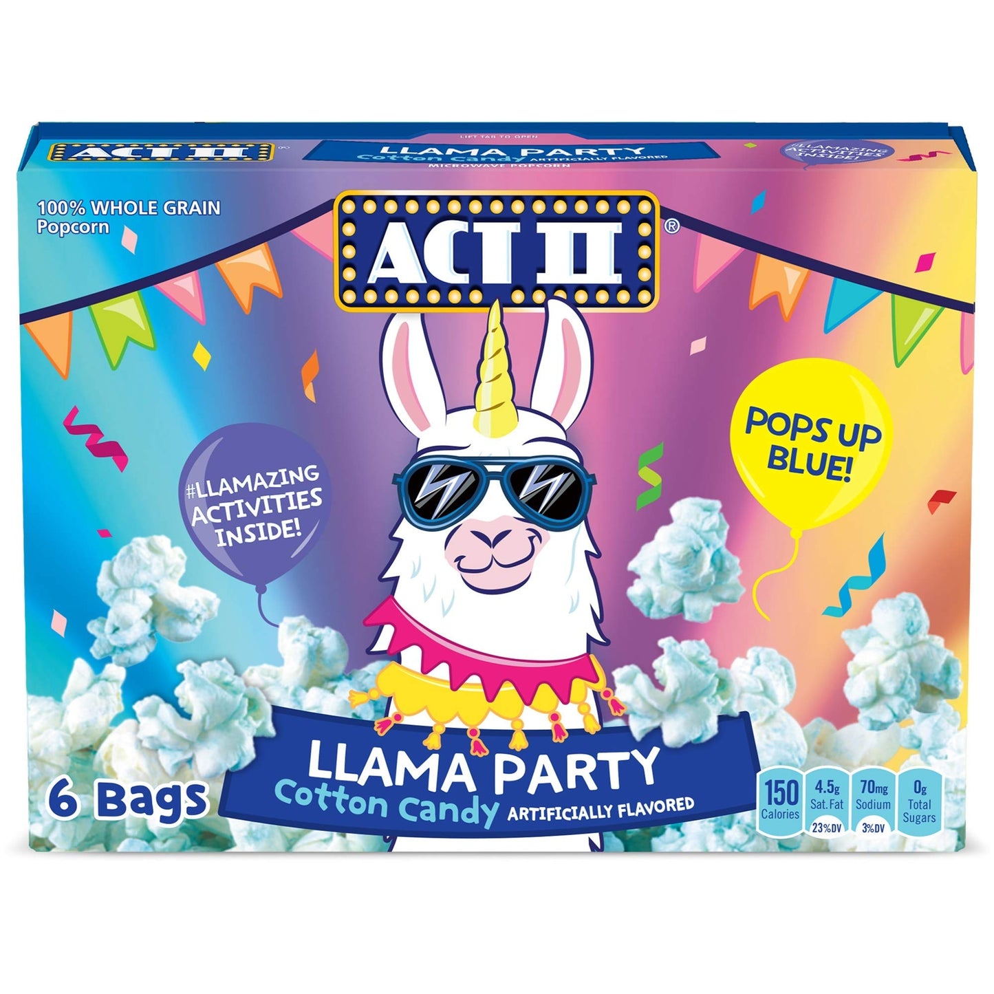 Act Ii Llama Party Cotton Candy 6 Bags 16.5 Oz