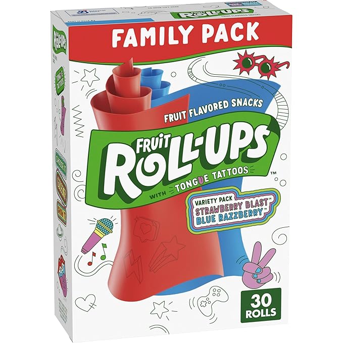 Fruit Roll-Ups Tongue Tattos 30 Rolls Family Packs