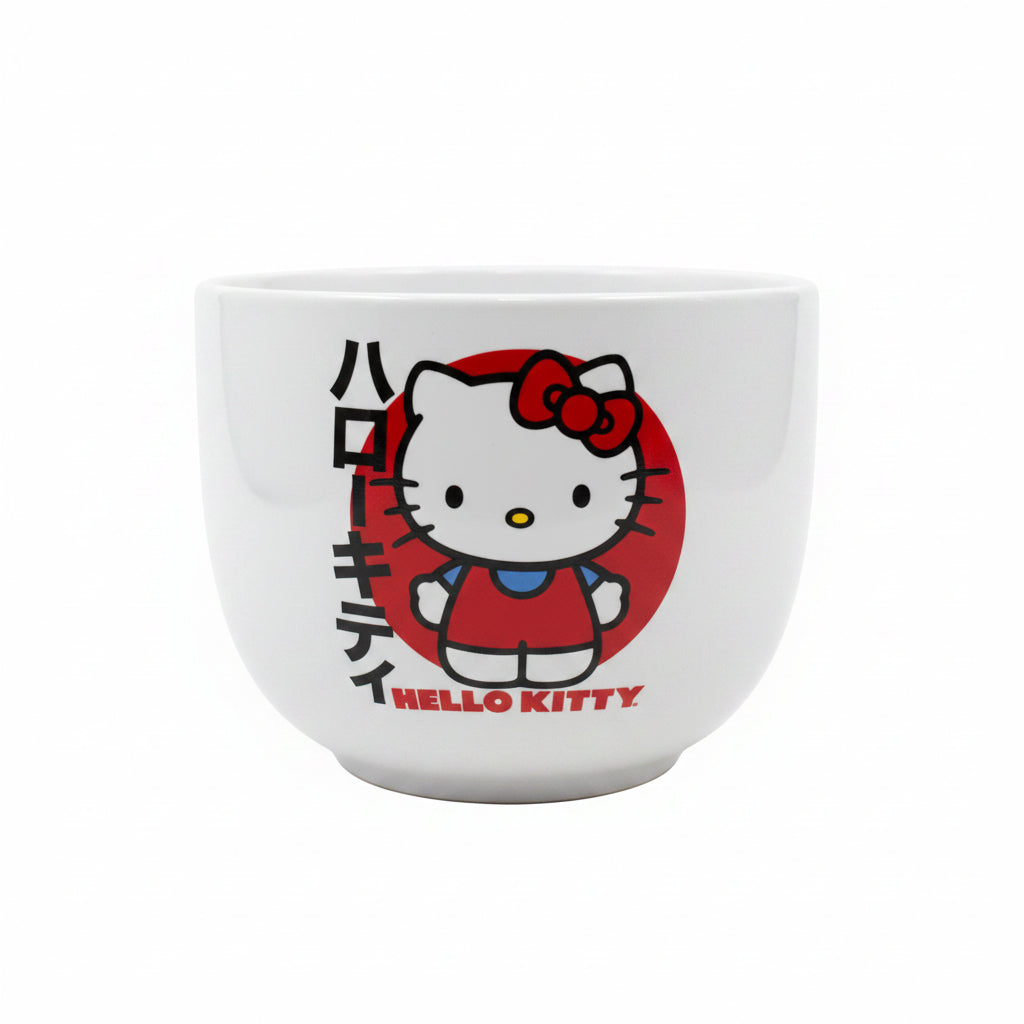 Hello Kitty Ceramic Bowl With Chopsticks 20 Oz