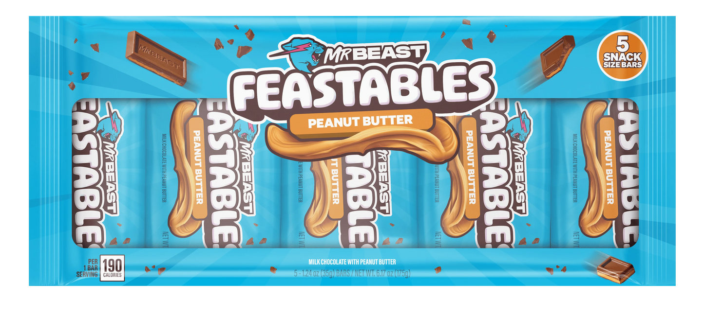 Mr Beast Feastables Peanut Butter 5-1.24 Oz