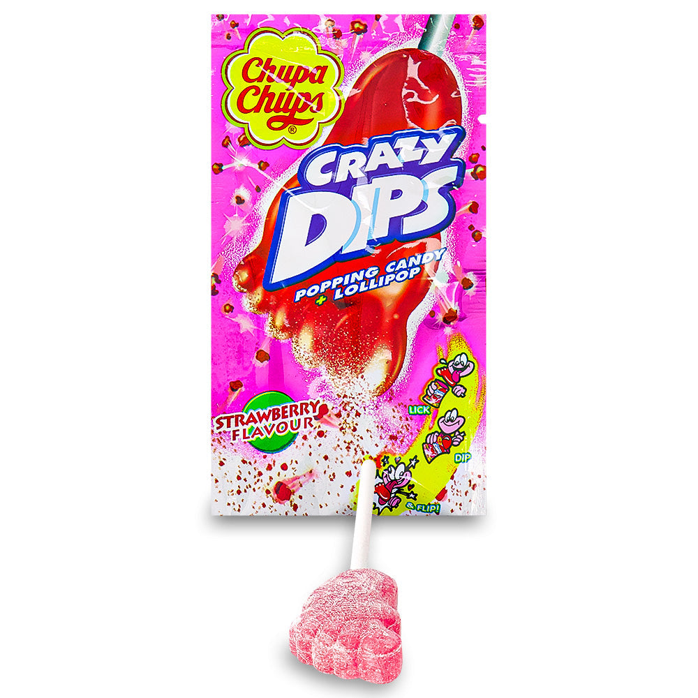 Chupa Chups Crazy Dips Popping Candy + Lollipop Strawberry Flavour 14 G