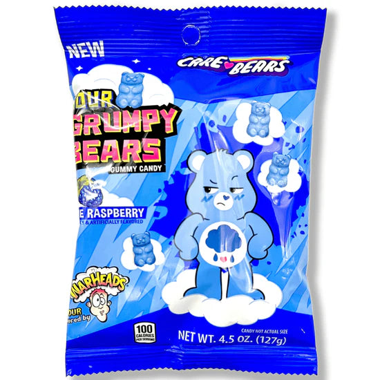 Warheads X Care Bears Sour Grumpy Bears Blue Raspberry Gummy 4.5 Oz