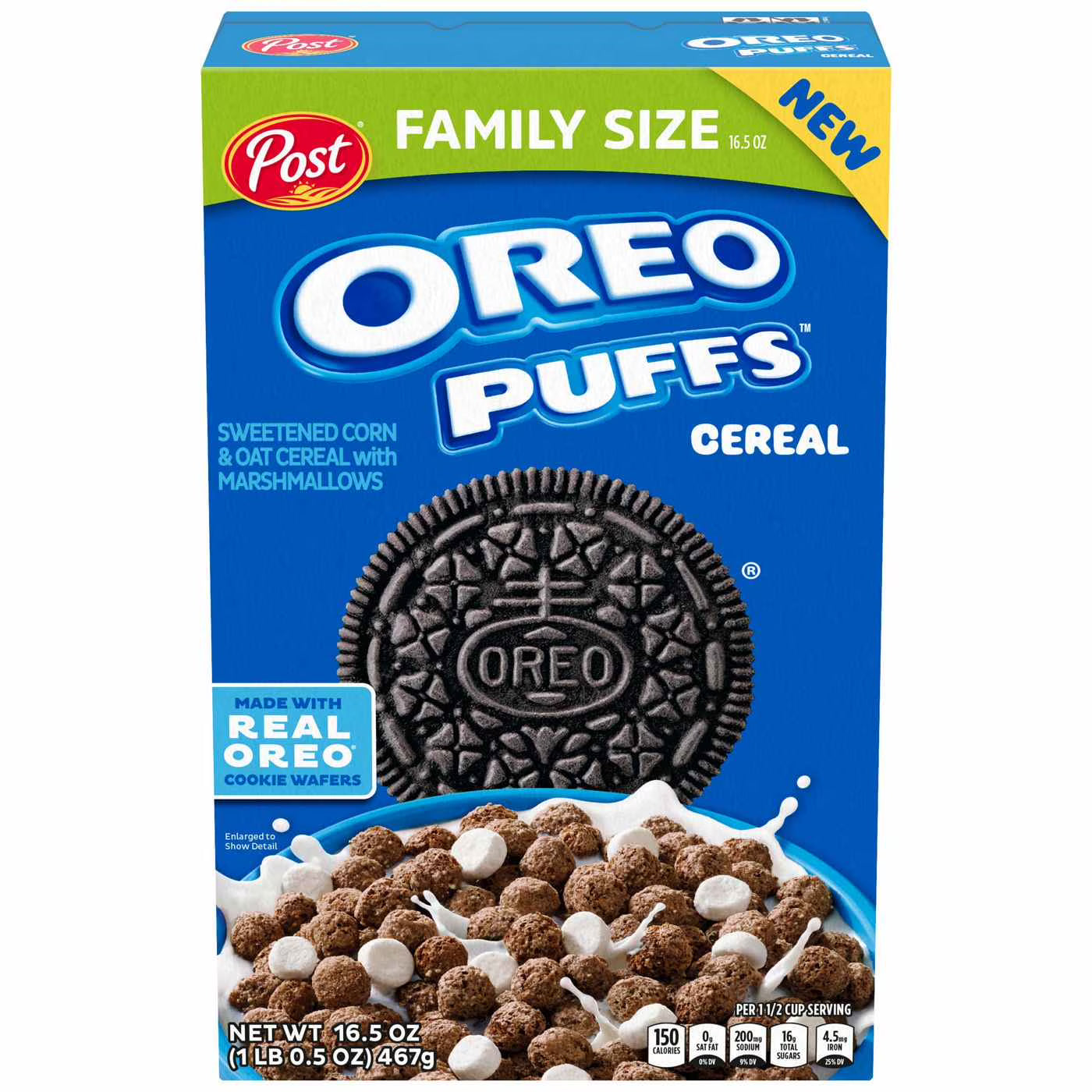 Oreo puffs cereal family size 16.5 oz