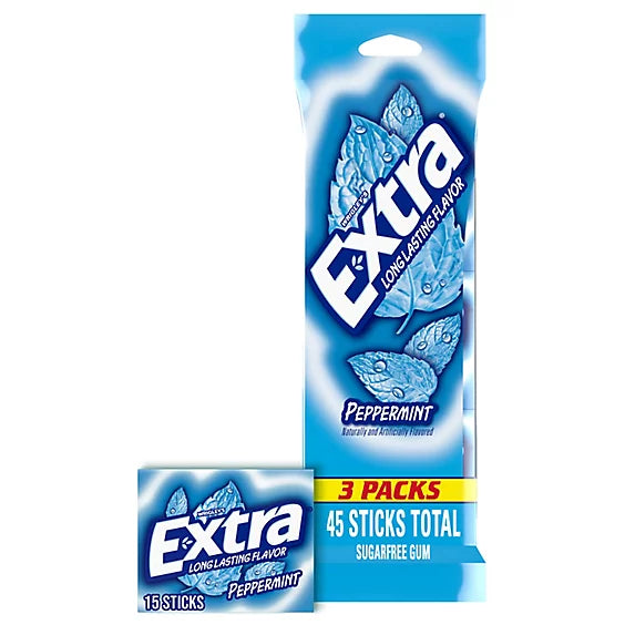 Peppermint Extra Long Lasting Peppermint Flavor 3 15-Sticks Packs