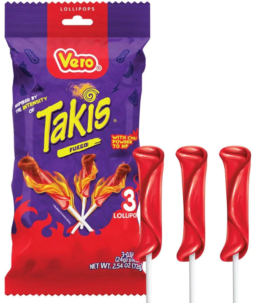 Vero Takis Fuego 3 Lollipops
