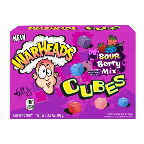 Warheads Cubes Sour Berry Mix Chewy Candy 3.5 Oz