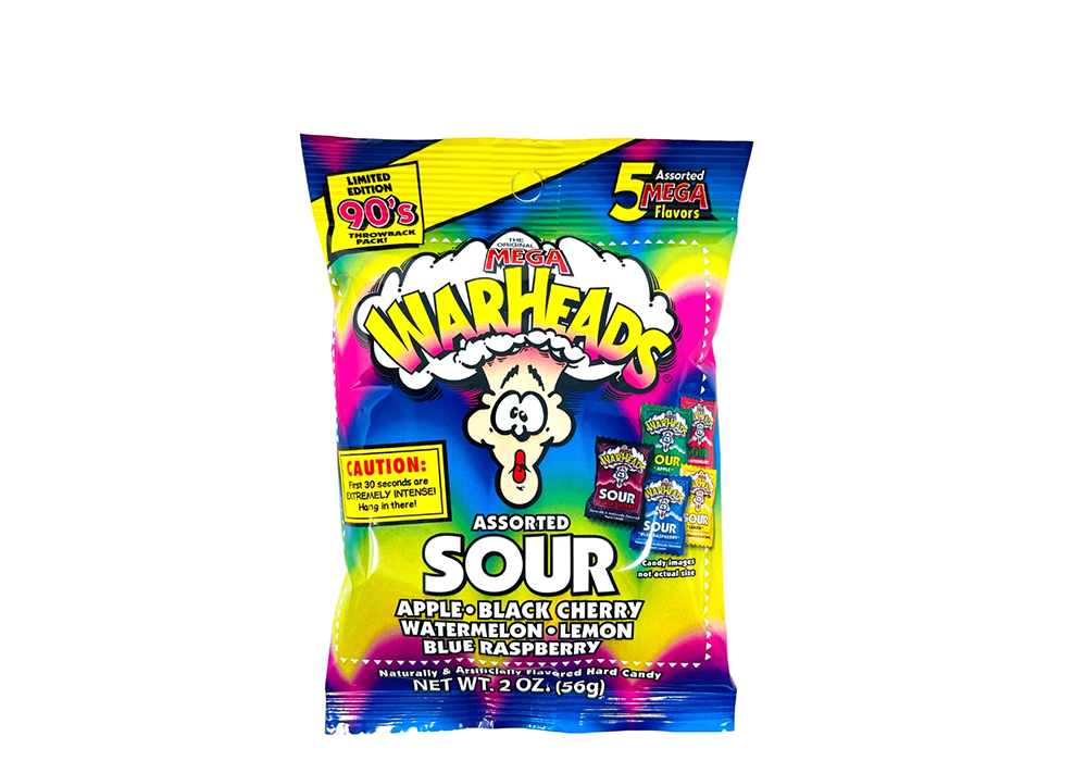 Warheads Mega Assorted Sour 90'S Throwback Pack! 2 Oz