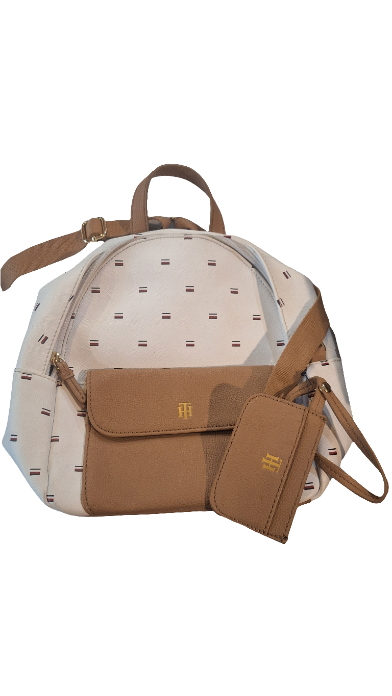 Mochila Tommy Hilfiger Blanca Con Café