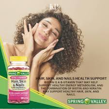 Spring Valley Extra Strength Hair, Skin & Nails 5000 Mcg Biotin Collagen Support 120 Softgels