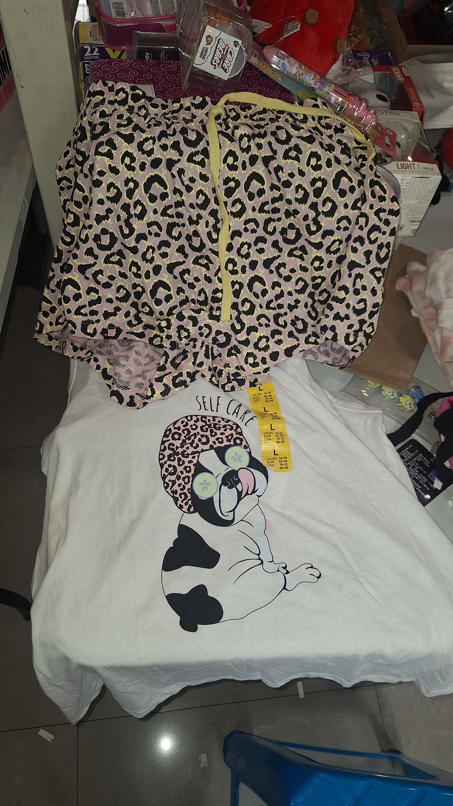 Primark Cares Blanco Con Rosado Pijama Conjunto Talla L