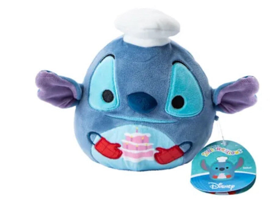 Squishmallow Jazwares Disney Stitch Plush With Chef Hat And Cake