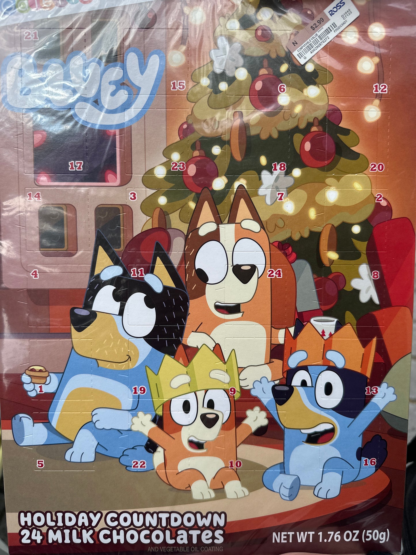Bluey Holiday Countdown 24 milk chocolates 1.76 oz