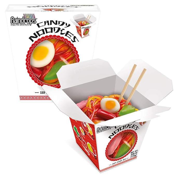 Raindrops Gummy Candy Noodles Takeout Box 3.88 Oz