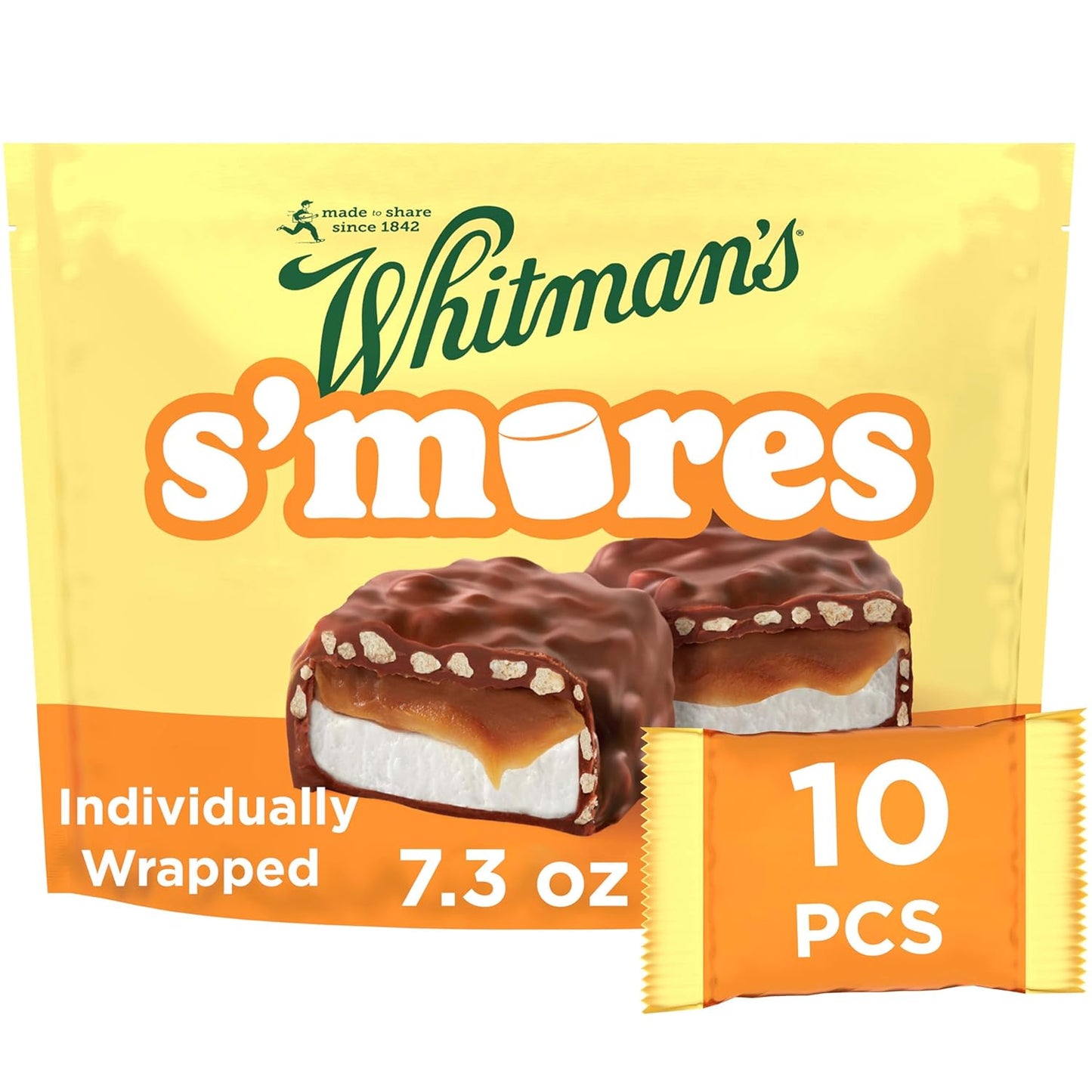 Whitman'S S'Mores Caramel Milk Chocolate Crunchy Graham 7.3 Oz 10 Pieces