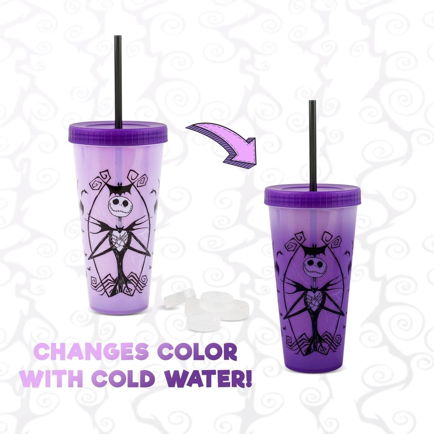 Disney Color Changing Tumbler Reusable Ice Cubes Included Jack 24 oz