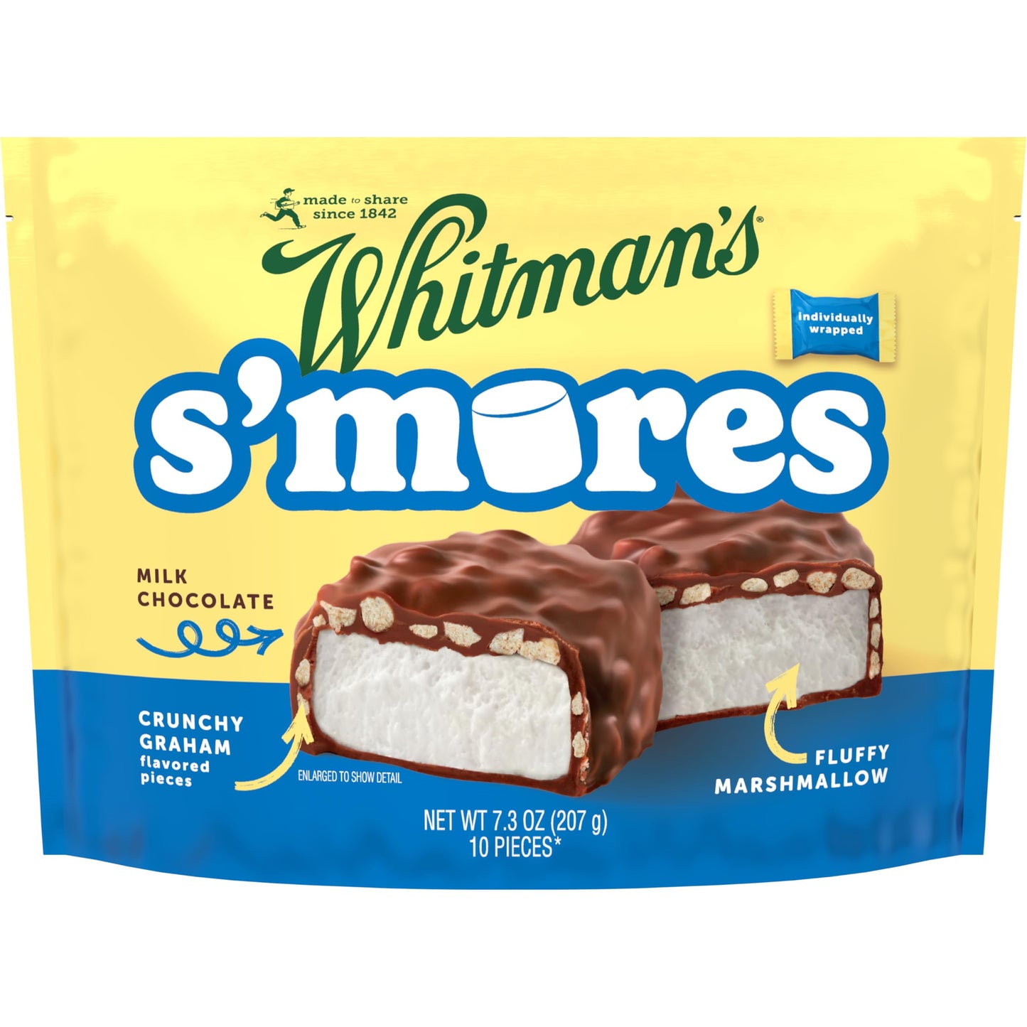 Whitman'S S'Mores Milk Chocolate Crunchy Graham 7.3 Oz 10 Pieces