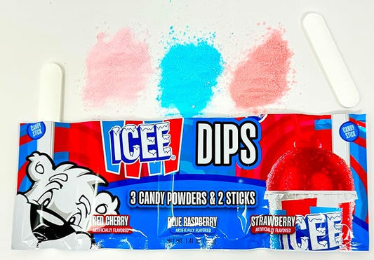 Icee Dips 3 Candy Powder & 2 Stick Candy 1.41 Oz