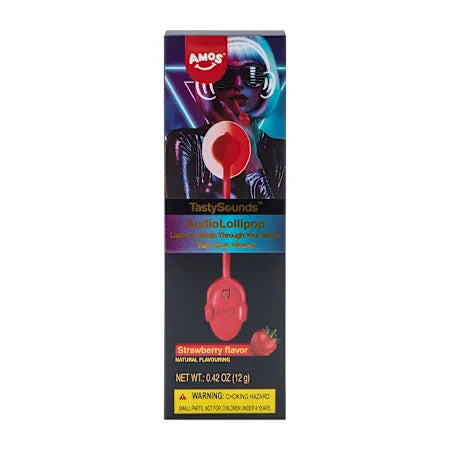 Amos TastySounds Audio Lollipop Hip Hop Music Strawberry Flavor 0.42 Oz