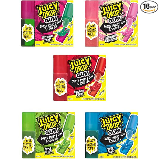Juicy Drop Gum With Sour Candy Gel 0.8 Oz