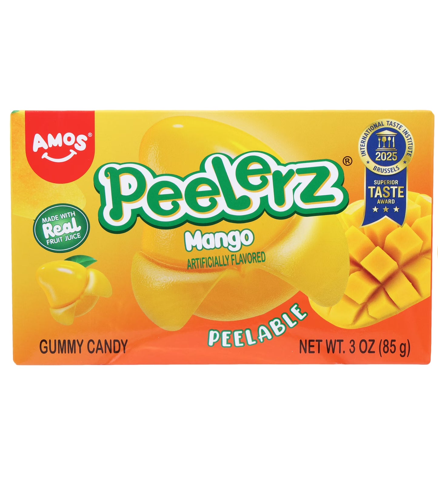Amos Peelerz Gummy Mango 3 oz caja