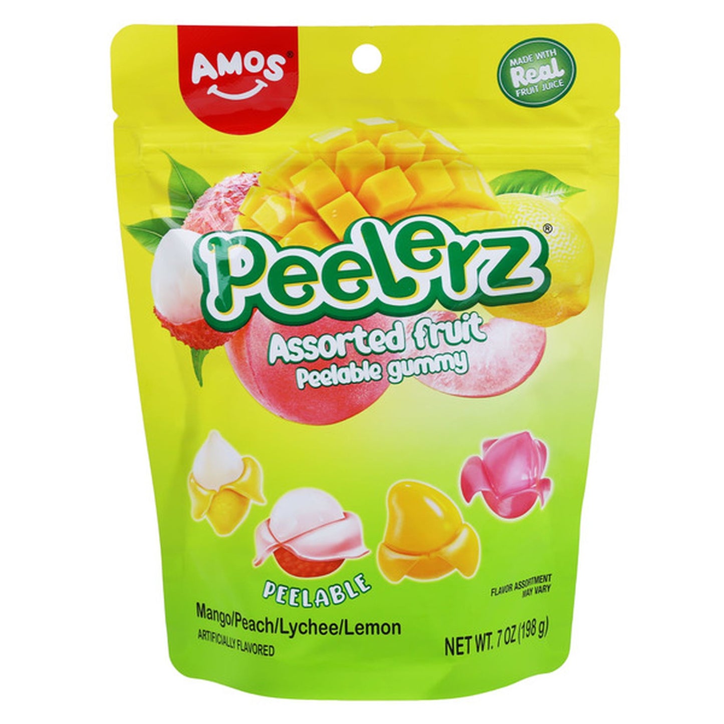 Amos Peelerz Assorted Fruit Gummy 7 oz
