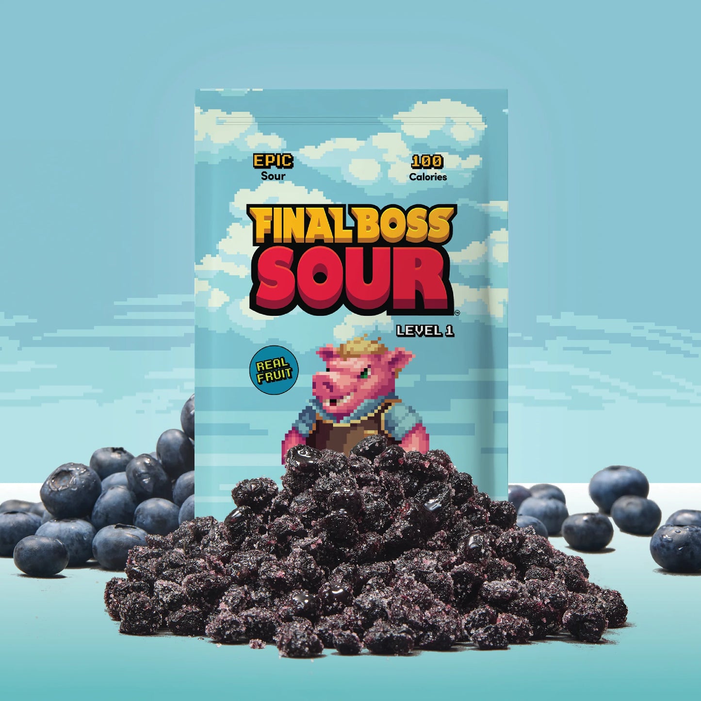 Final Boss Sour Level 1 Sour Bluberries 1.06 Oz