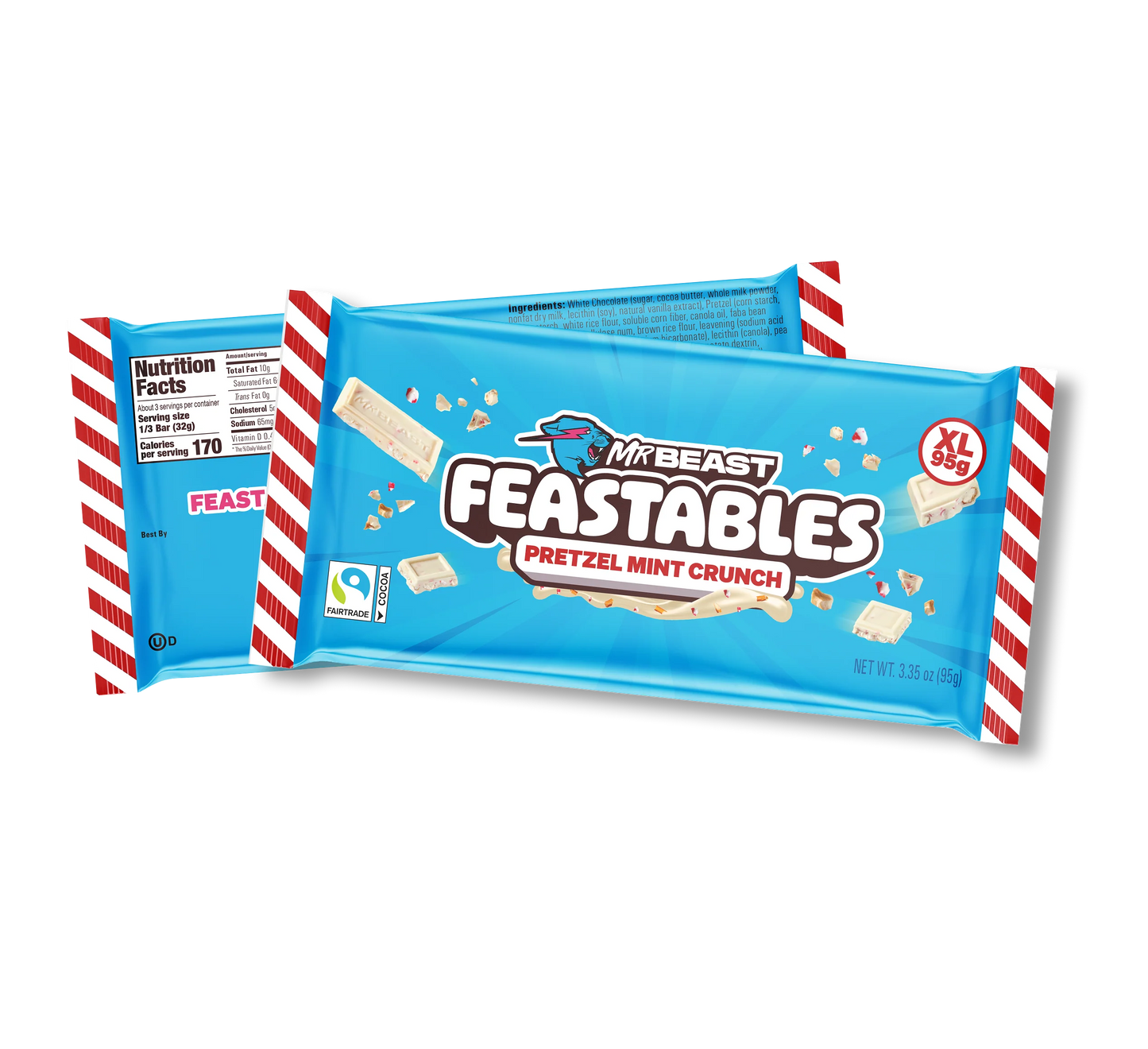 Mr Beast Feastables Pretzel Mint Crunch 3.35 Oz