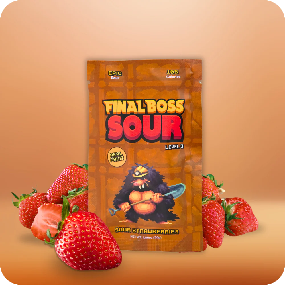 Final Boss Sour Level 3 Sour Strawberries 1.06 Oz