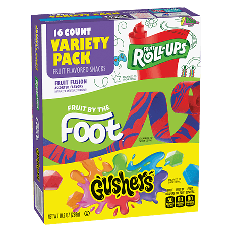 Fruit Roll-Ups Fruit by the Foot Gushers Variety Pack 16 ct