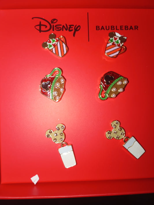 Conjunto de aretes navideños mickey