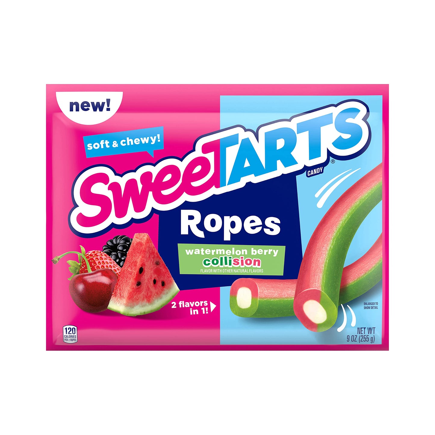 Sweetarts Ropes Watermelon Berry Collision 2 flavors in 1 9 oz