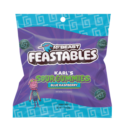 Mr Beast Feastables Karl's Gummies Sour Blue Raspberry 3.52 oz