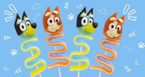 Bluey Sweet Gummy Sour Pops 4 Pack 4.94 Oz