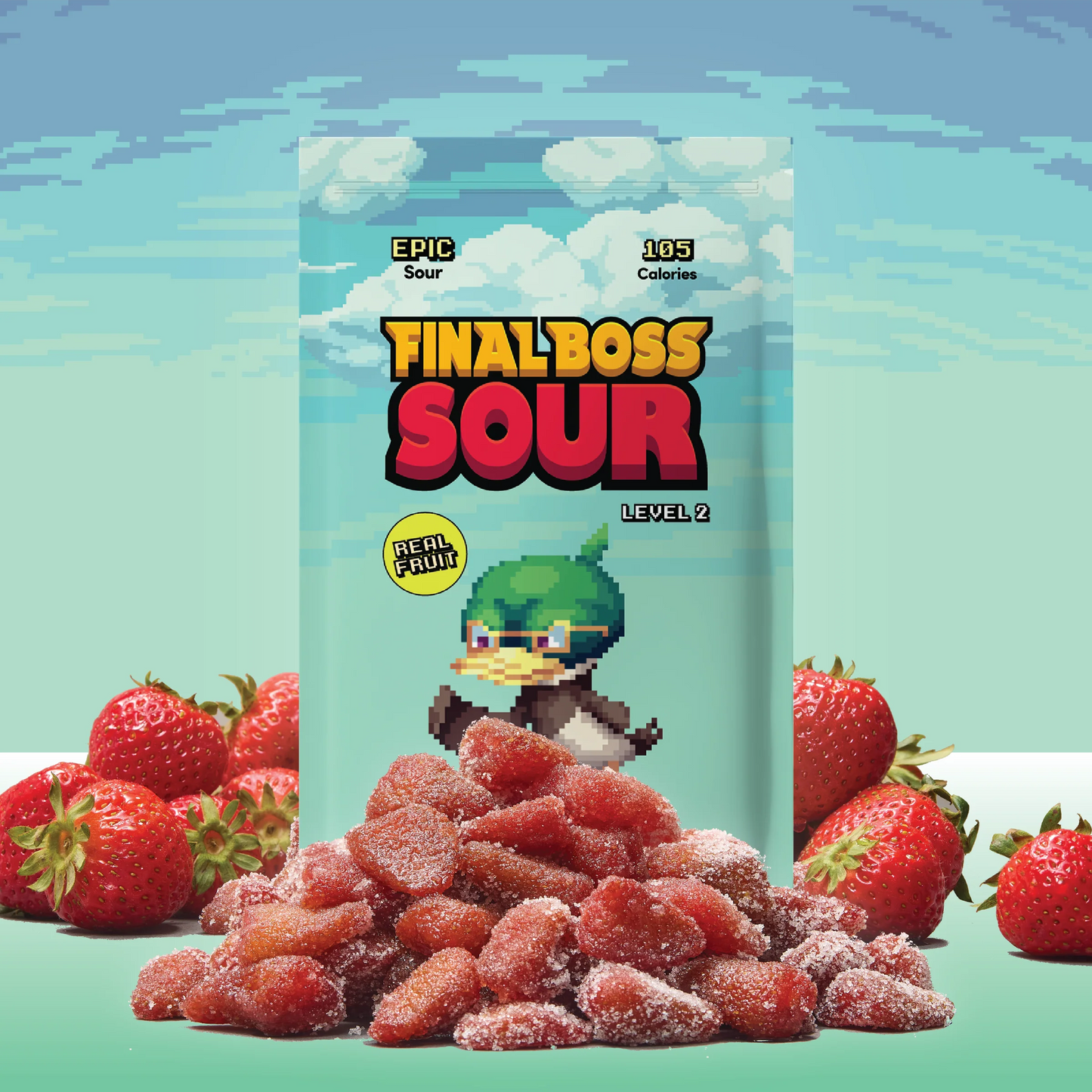 Final Boss Sour Level 2 Sour Strawberries 1.06 Oz