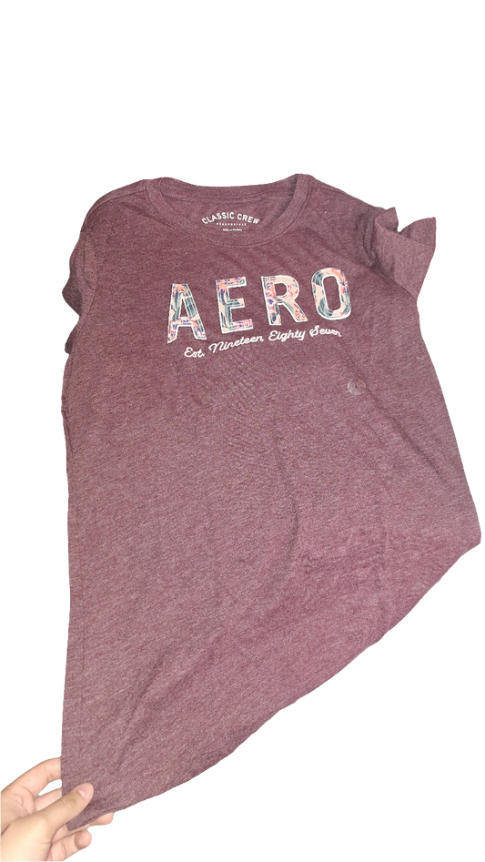 Aeropostale Classic Crew AERO Camiseta Morada Talla L