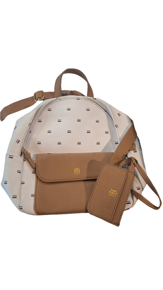 Mochila Tommy Hilfiger Blanca con Café