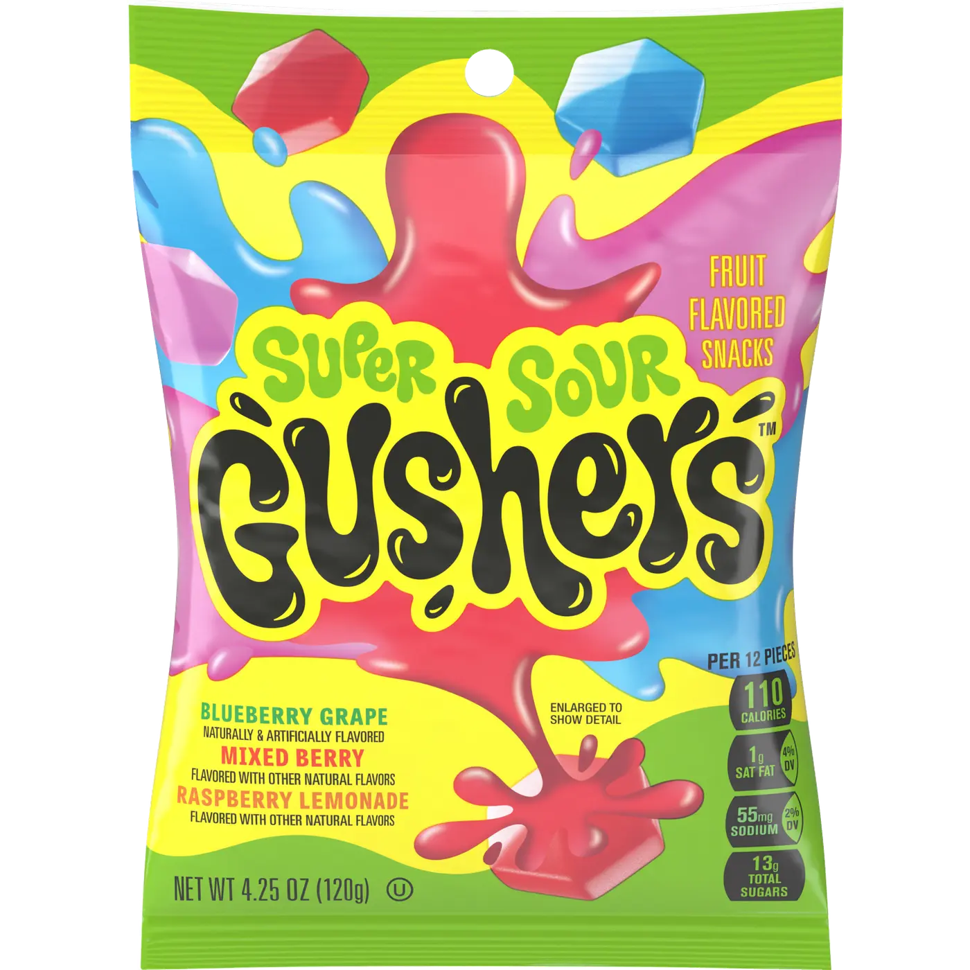 Gushers Sour Berry Fruit Flavored Snacks 4.25 Oz