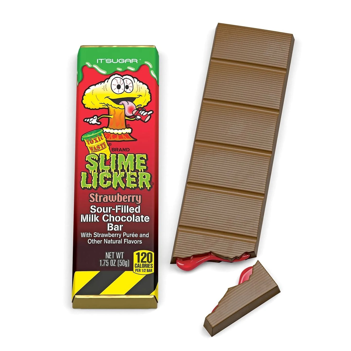 Toxic Waste Slime Licker Strawberry Sour-Filled Milk Chocolate Bar 1.75 Oz