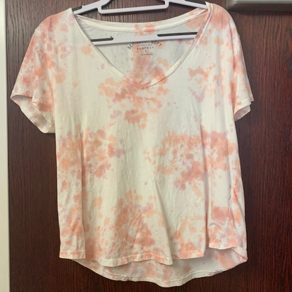 Aeropostale Pink and Orange Tie Dye Blusa Talla S